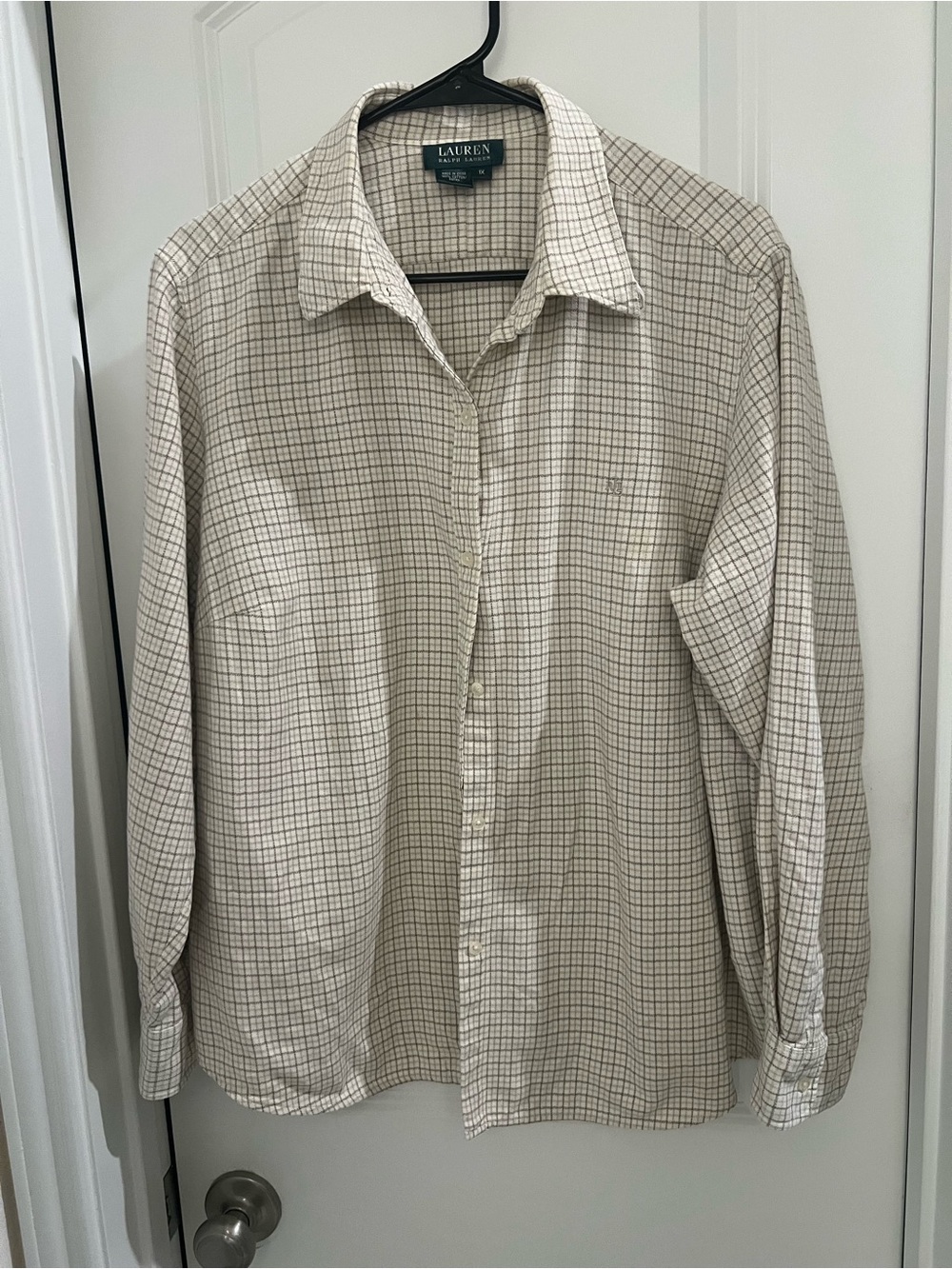 Ralph Lauren Beige and Brown Windowpane Dress Shirt